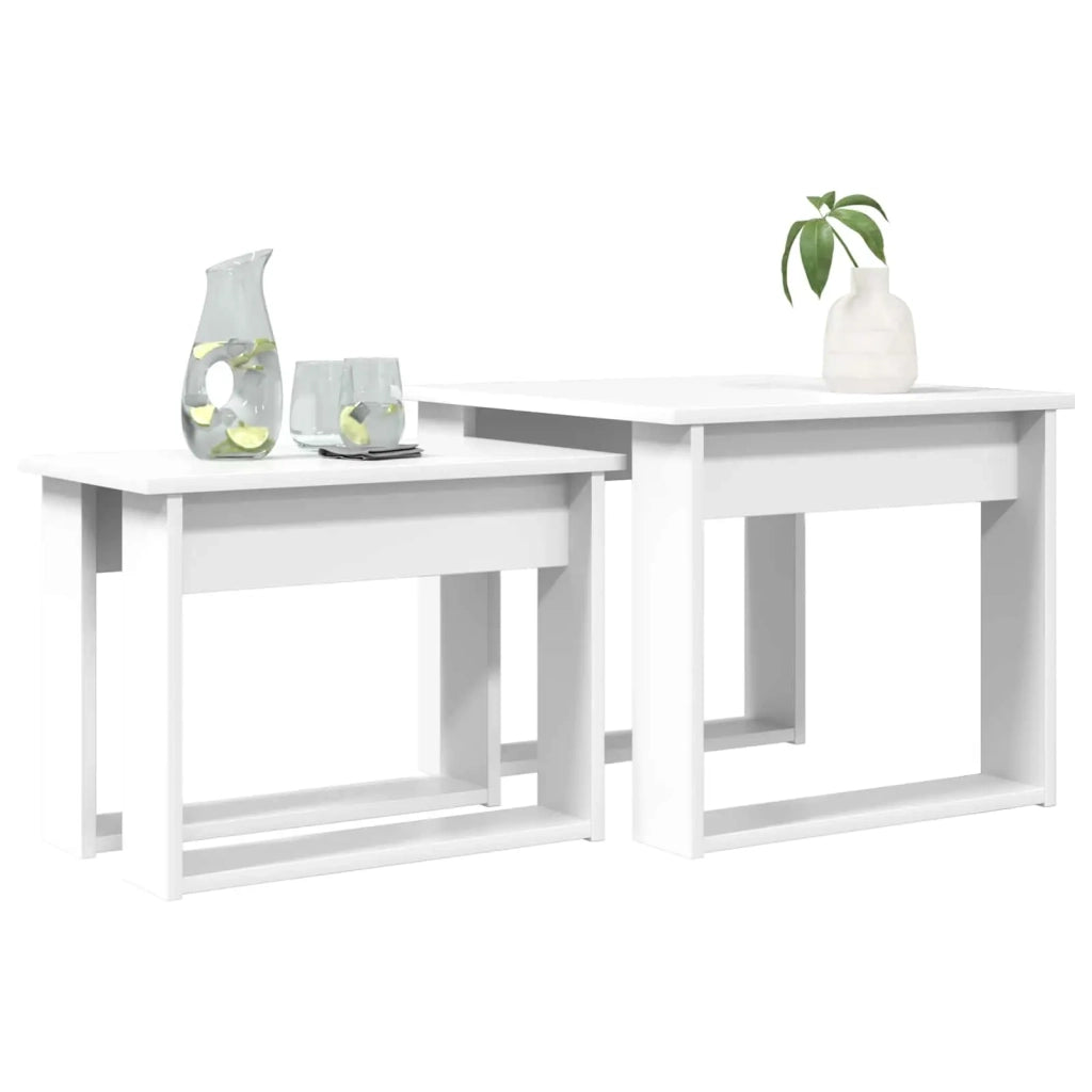 Set di Tavolini da Caffè 2 pcs Bianco Legno multistrato