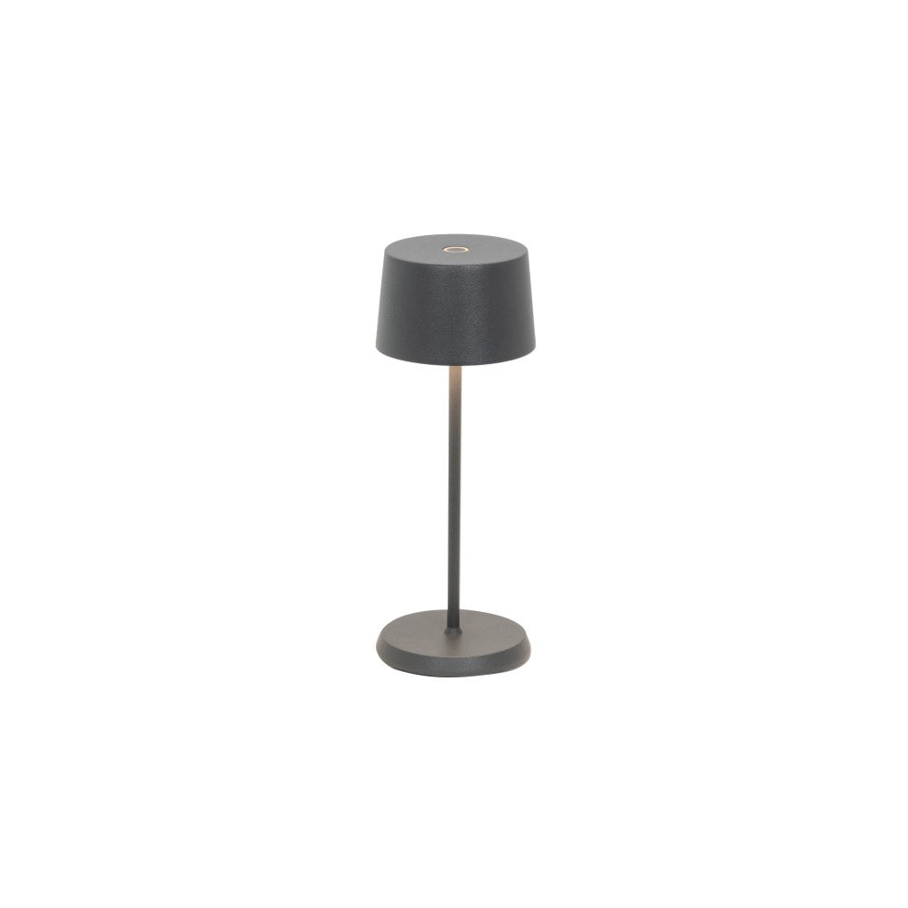 Zafferano Olivia Pro Micro Lampada a led da tavolo Grigio scuro ricaricabile e dimmerabile