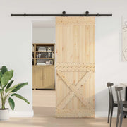 Porta scorrevole NARVIK Naturale e Nero 90 x 210 cm (213,5 cm)
