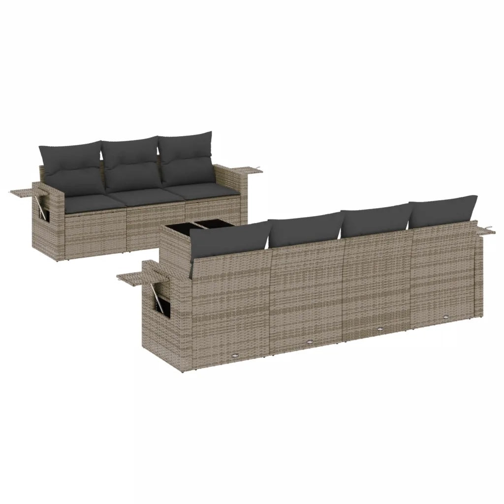 Set Divano da Giardino 8 pz con Cuscini Grigio in Polyrattancod mxl 90577
