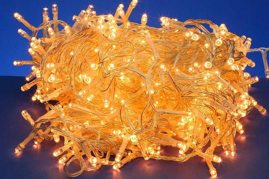 Luci di Natale Led filo Trasparente Luce Calda Fredda da Esterno Interno Albero Numero Led: 1000, Temperatura di colore: Luce Oro