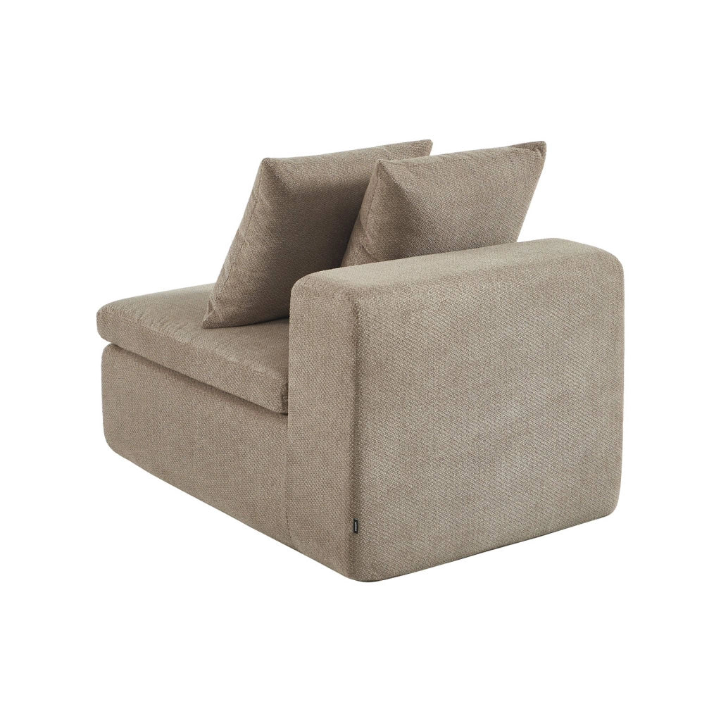 Poltrona per divano modulare in tessuto ciniglia, beige scuro