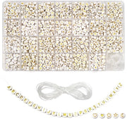 Collezione di perle in acrilico 1440 pezzi - lettere dorate - collane e bracciali DIY - 7 mm rotonde - corda elastica 15 m - set di perle