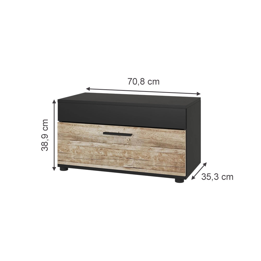 Mobile da soggiorno Berno Nero/Rovere sabbia 70.8 x 38.9 cm con porta a battente Vicco