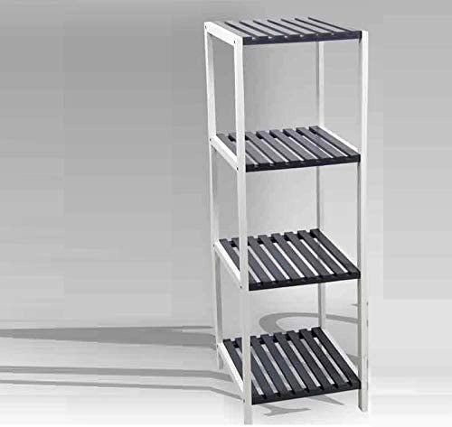 SCAFFALE IN LEGNO BICOLORE CON 3 RIPIANI 34 X 33 X H110CM BIANCO MARRONE SCURO