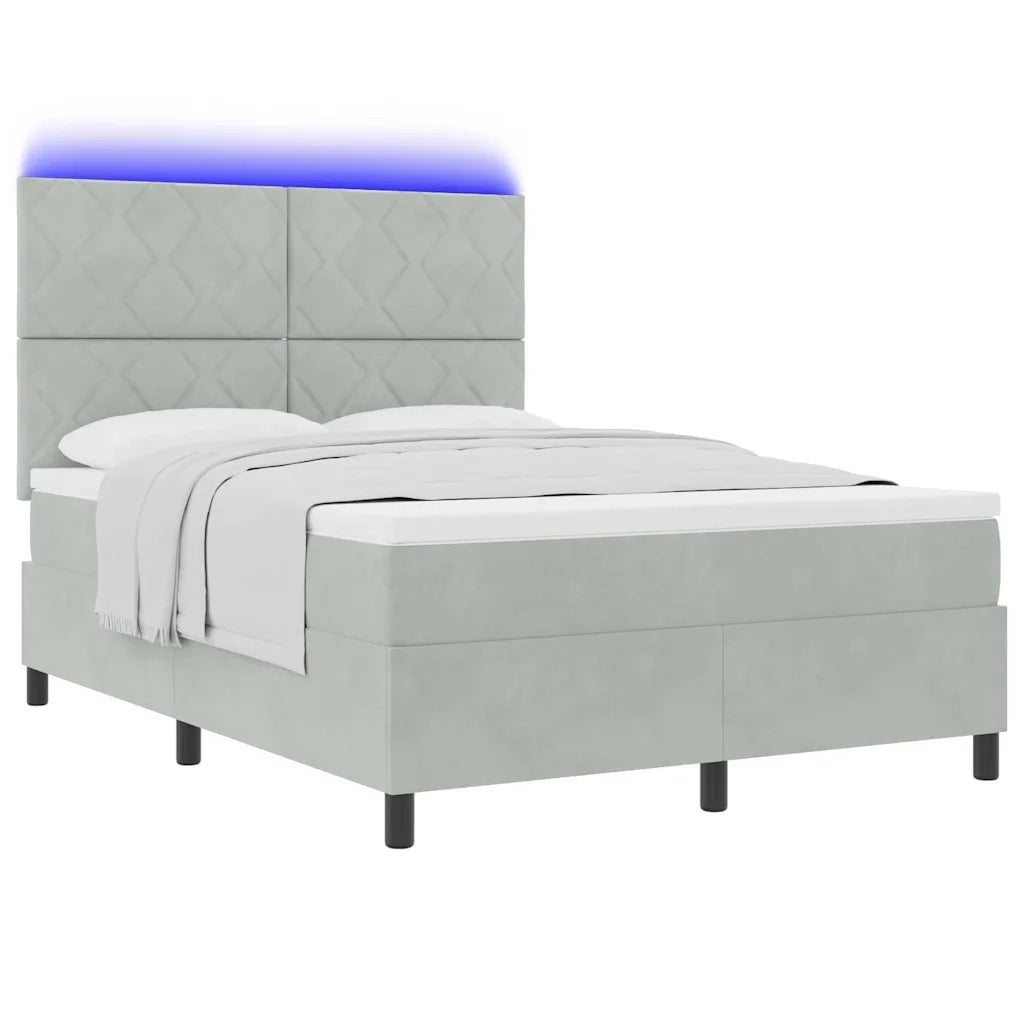 Letto a Sorgente LED Grigio chiaro 160 x 200 cm Velluto 3343388
