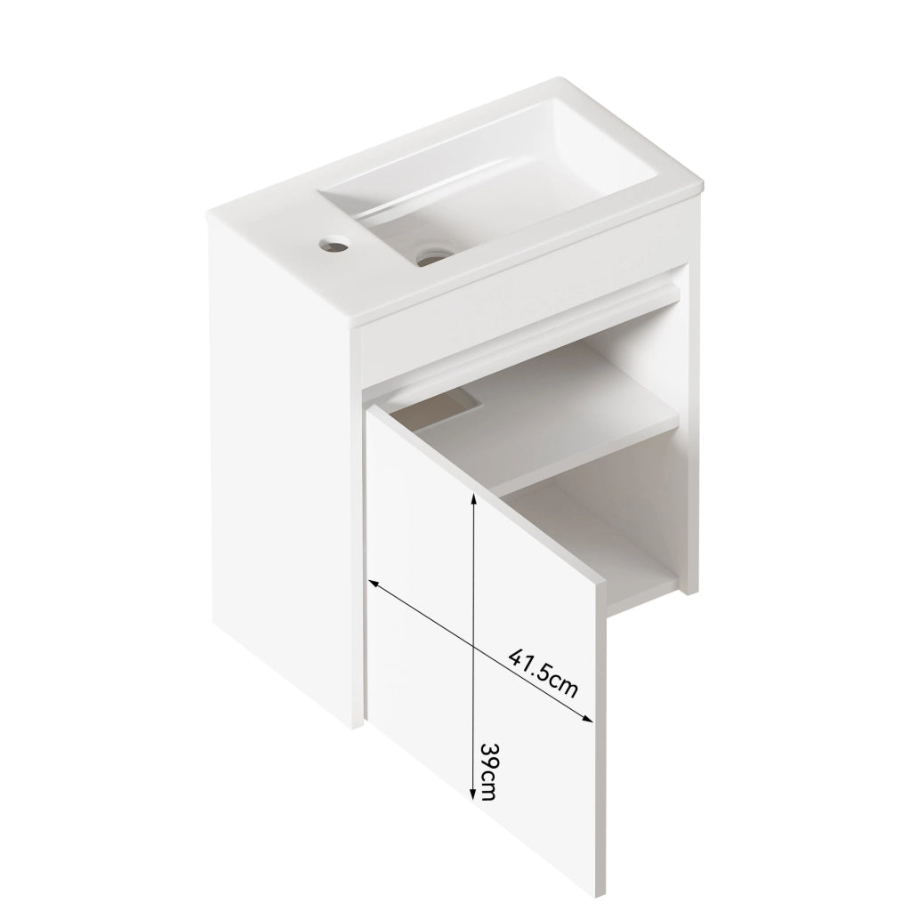 Mobile bagno bianco 46 cm con ampia capacità e anta con chiusura soft