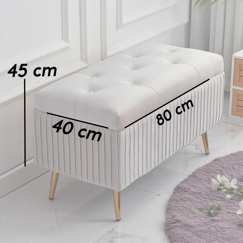 Pouf Contenitore Panta in Velluto Rettangolare Morbido Capiente Divanetto Grigio