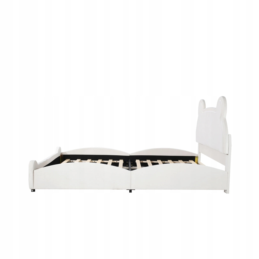 Letto imbottito - Xylo - 140x200 - Bianco - Velluto