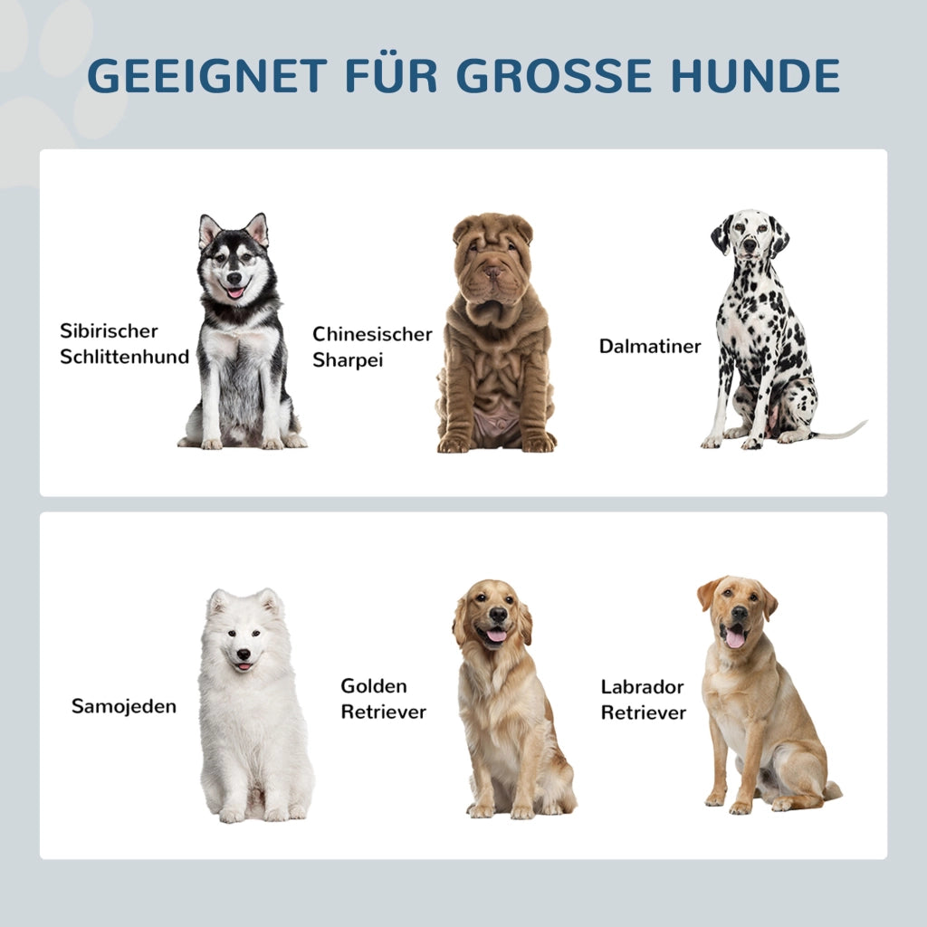 Scaffale con ciotole estraibili e cassetto portaoggetti in acciaio inox per cani grandi bianco 60 × 30 × 36 cm