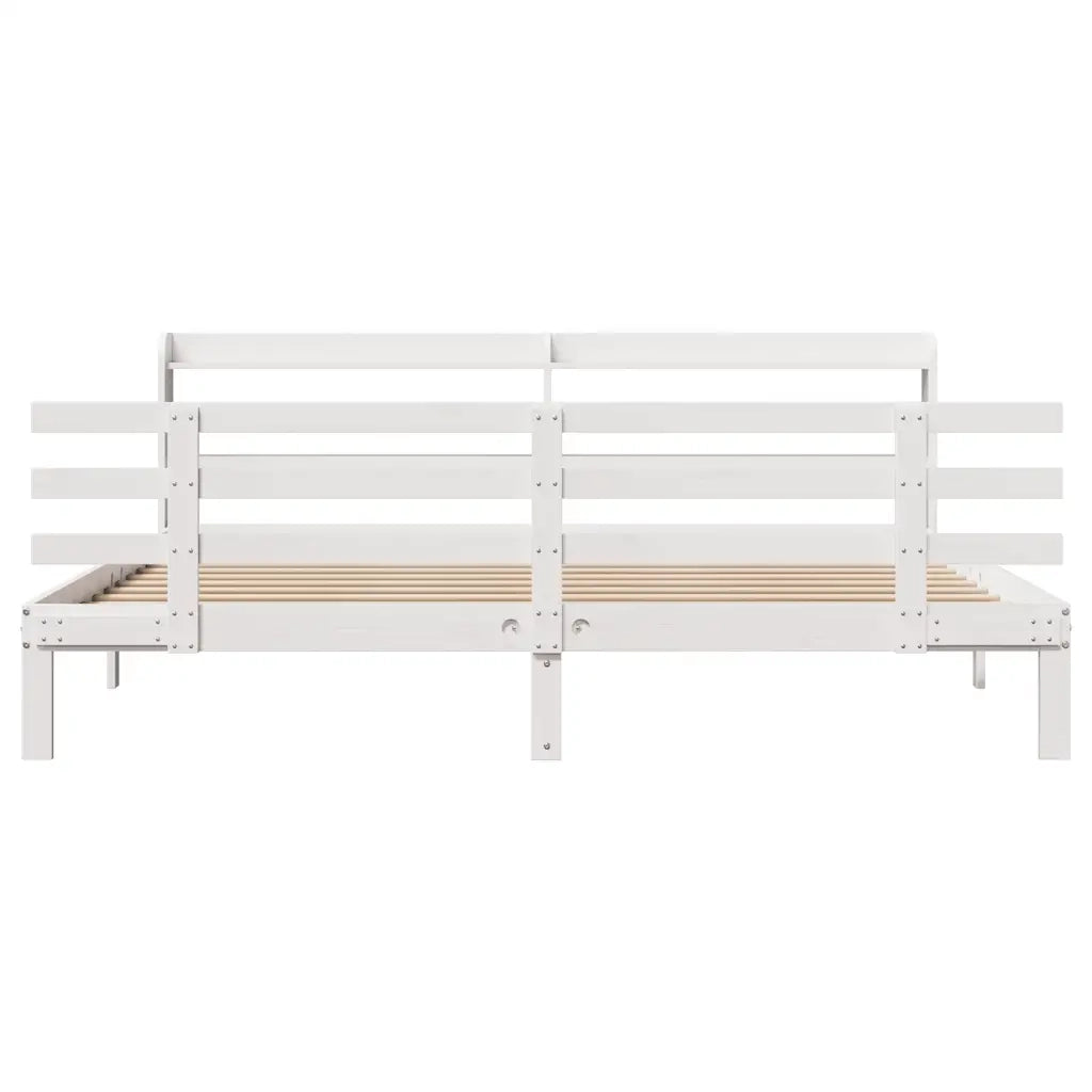 Giroletto con Testiera senza Materasso-Struttura Letto Bianco 200x200 cm 980976