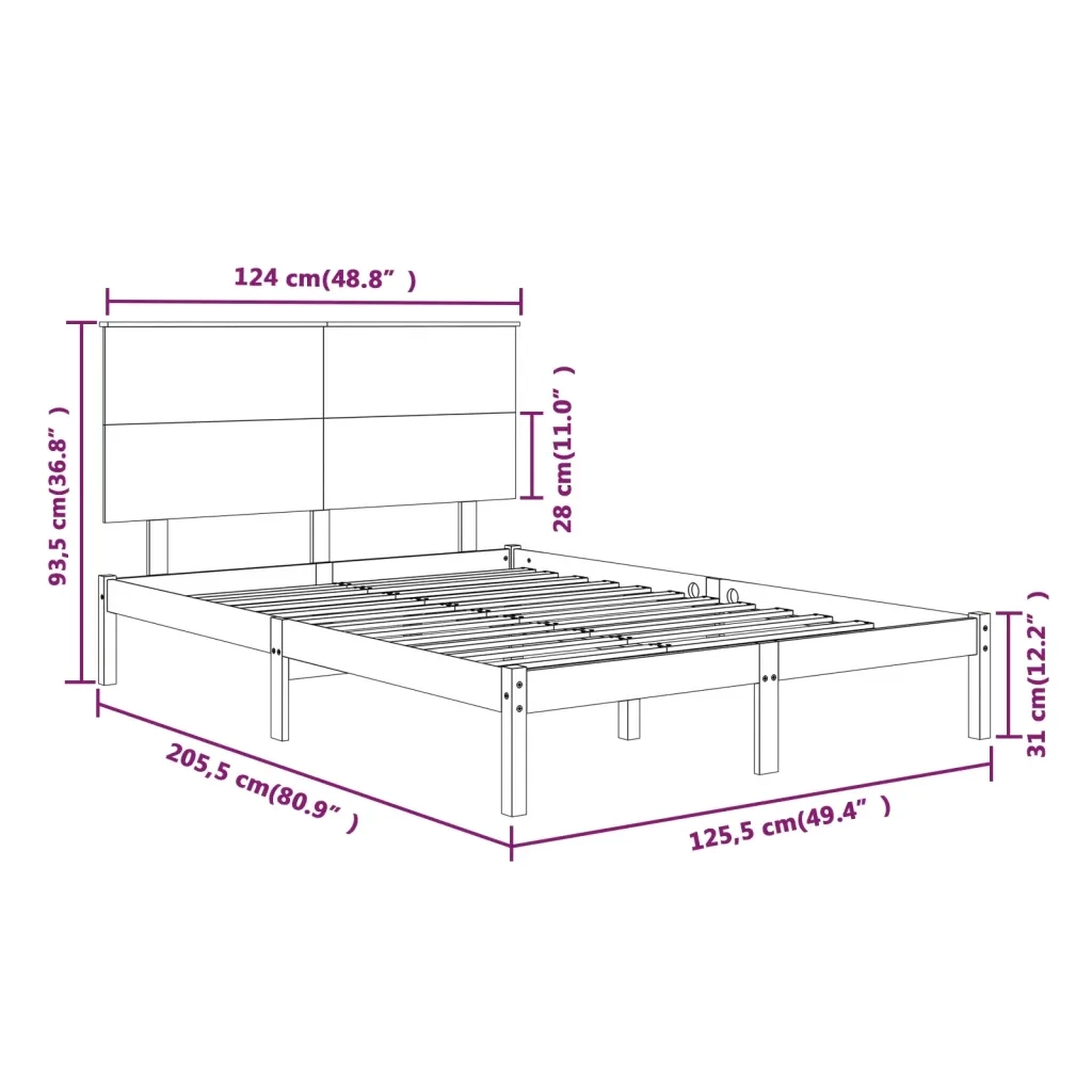 Giroletto senza Materasso Bianco 120x200 cm Legno Massello Pino