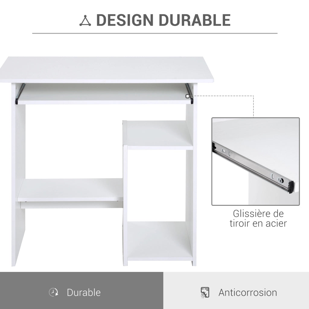 Scrivania per Computer con Cassetti e Supporto Monitor ¨C Zephmum ¨C Bianco 80x45x75 cm