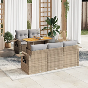 Set Divano da Giardino 6 pz con Cuscini Beige in Polyrattan 3327104
