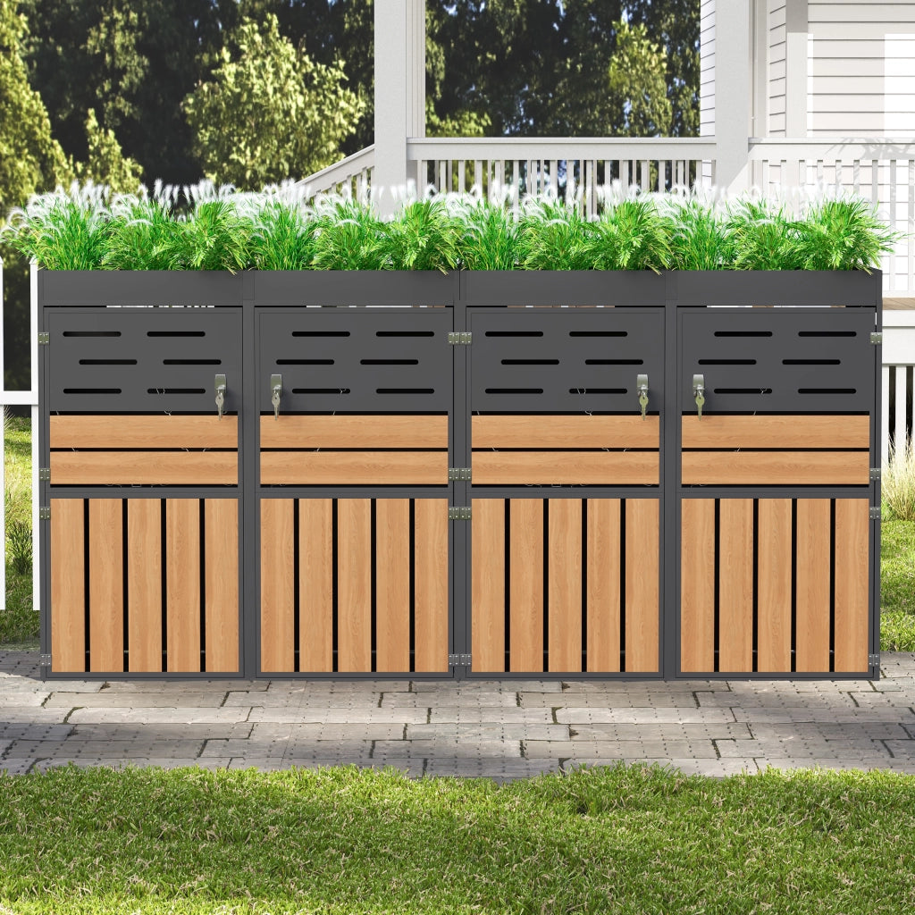 Armadio da Esterno con Fioriera ¨C MINIMAL ¨C Acciaio Zincato, Griglie di Ventilazione, 4 Scomparti