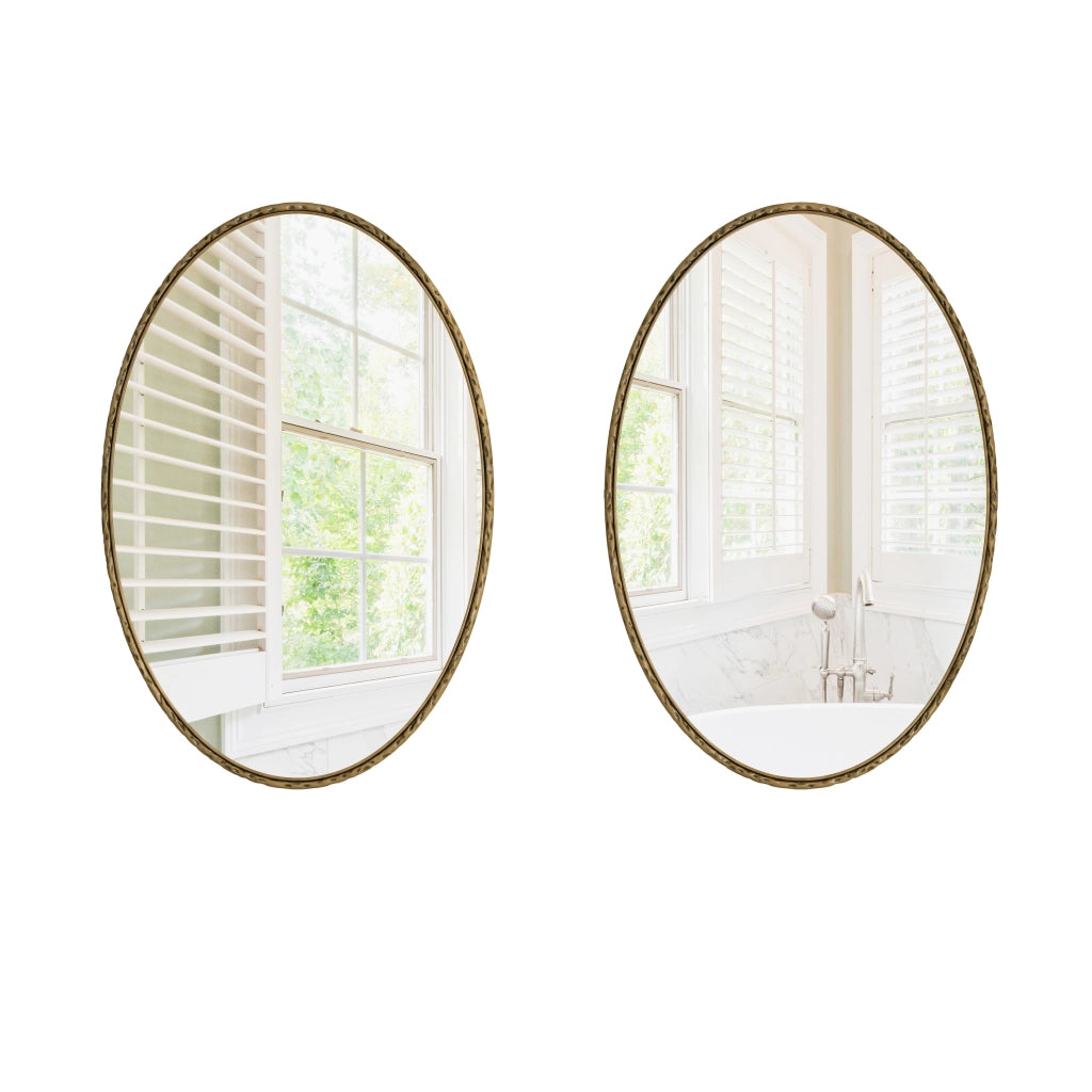 SPECCHIO OVALE DA PARETE 110x75 cm Oro Vetro Ferro MDF