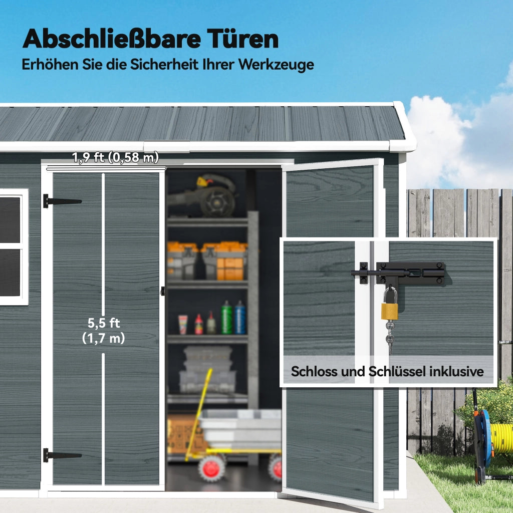 Casetta da giardino in legno ¨C zephmum ¨C effetto legno 2 finestre 2 porte
