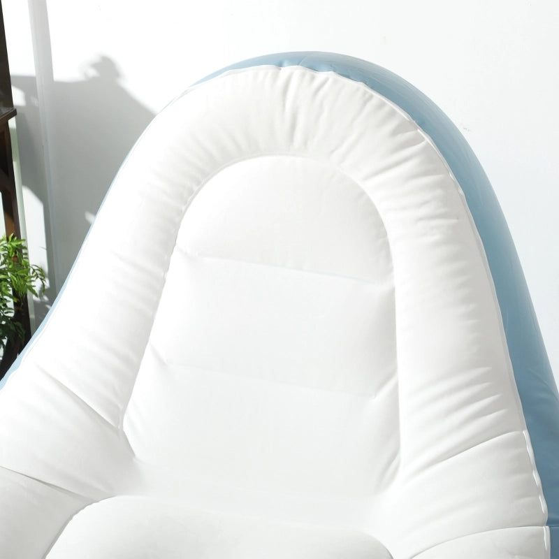 Divano gonfiabile con poggiapiedi e portabicchieri, bianco, 125x100x87 cm