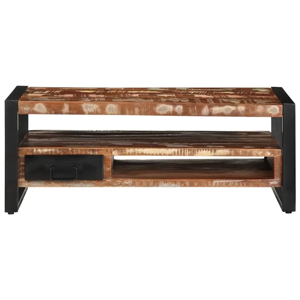 Tavolino Salotto Multicolore 90x50x36cm Legno Massello Recupero