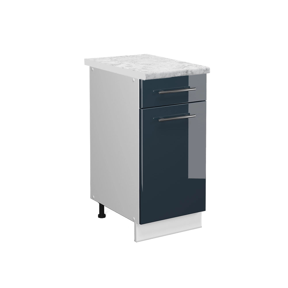 Mobiletto base per cucina Fame-Line Blu scuro lucido/Bianco 40 cm, PL Marmo Vicco