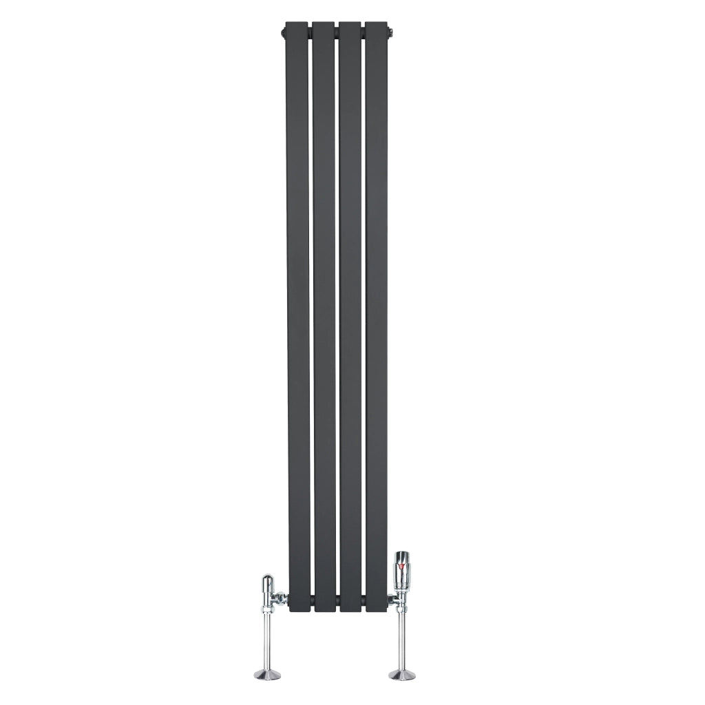 Radiatore Verticale 1600 x 280 mm con Valvole TRV Grigio Antracite