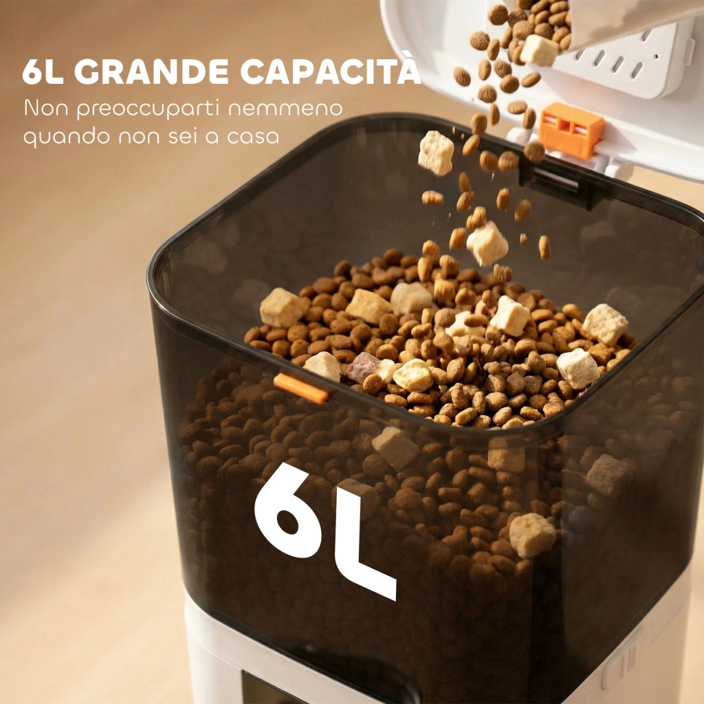 Distributore Cibo Gatti 6L WiFi ¨C zephmum ¨C 2 Ciotole Acciaio Inox