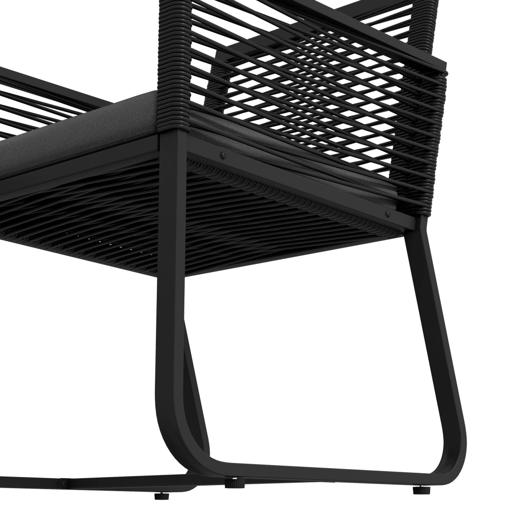 Set Giardino in PolyRattan con 2 Poltroncine, Cuscini e Tavolino Vetro ¨C Zephmum ¨C Nero