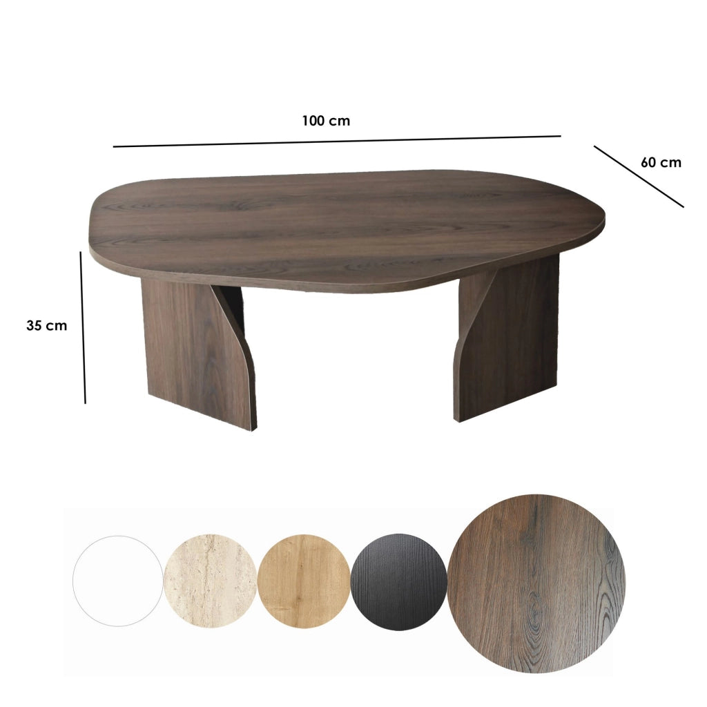Lozza, Tavolino da Salotto Forma Ovale, 100x60x35h cm Marrone Noce