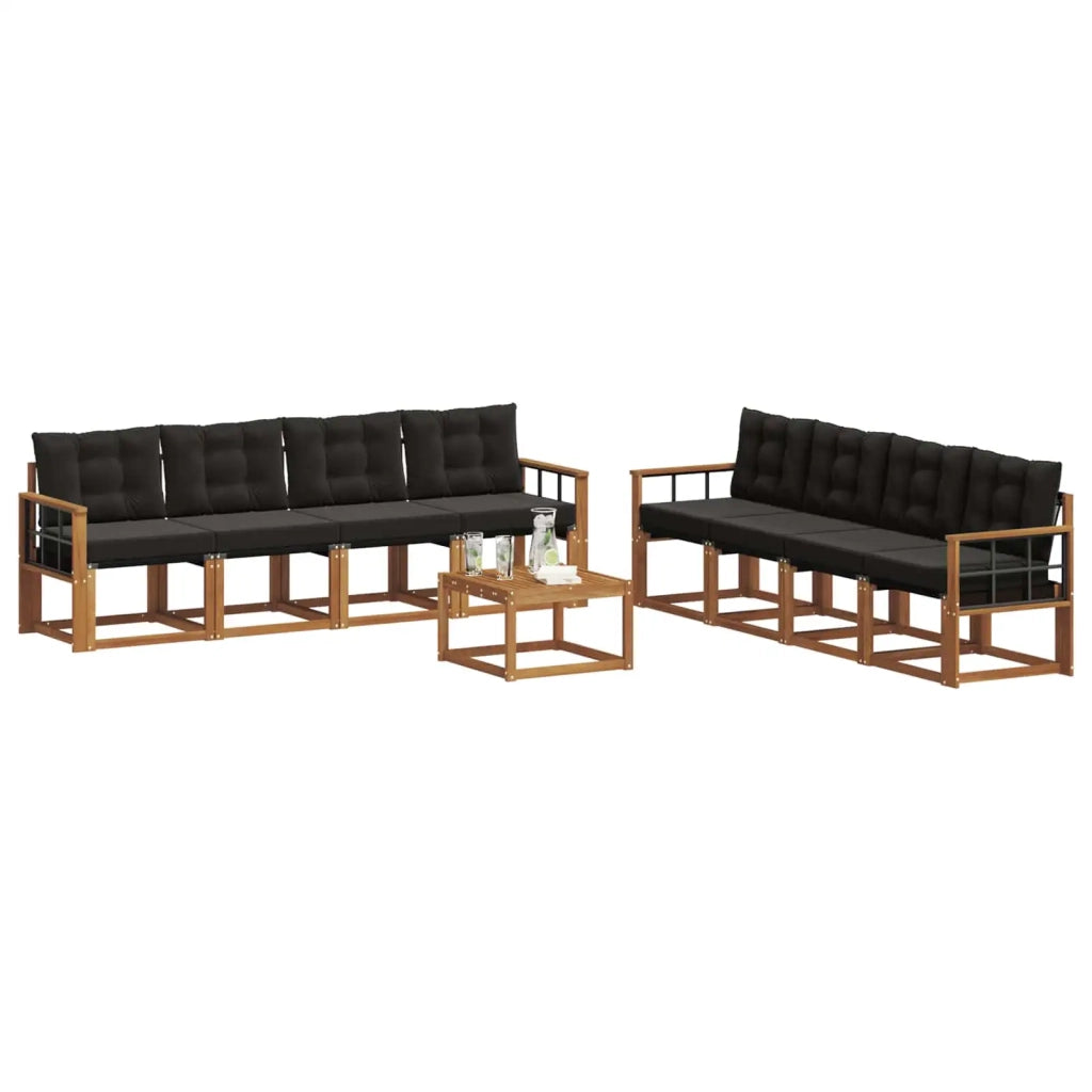 Set di divani da esterno con cuscino 9 pcs Naturale e Nero 3368527