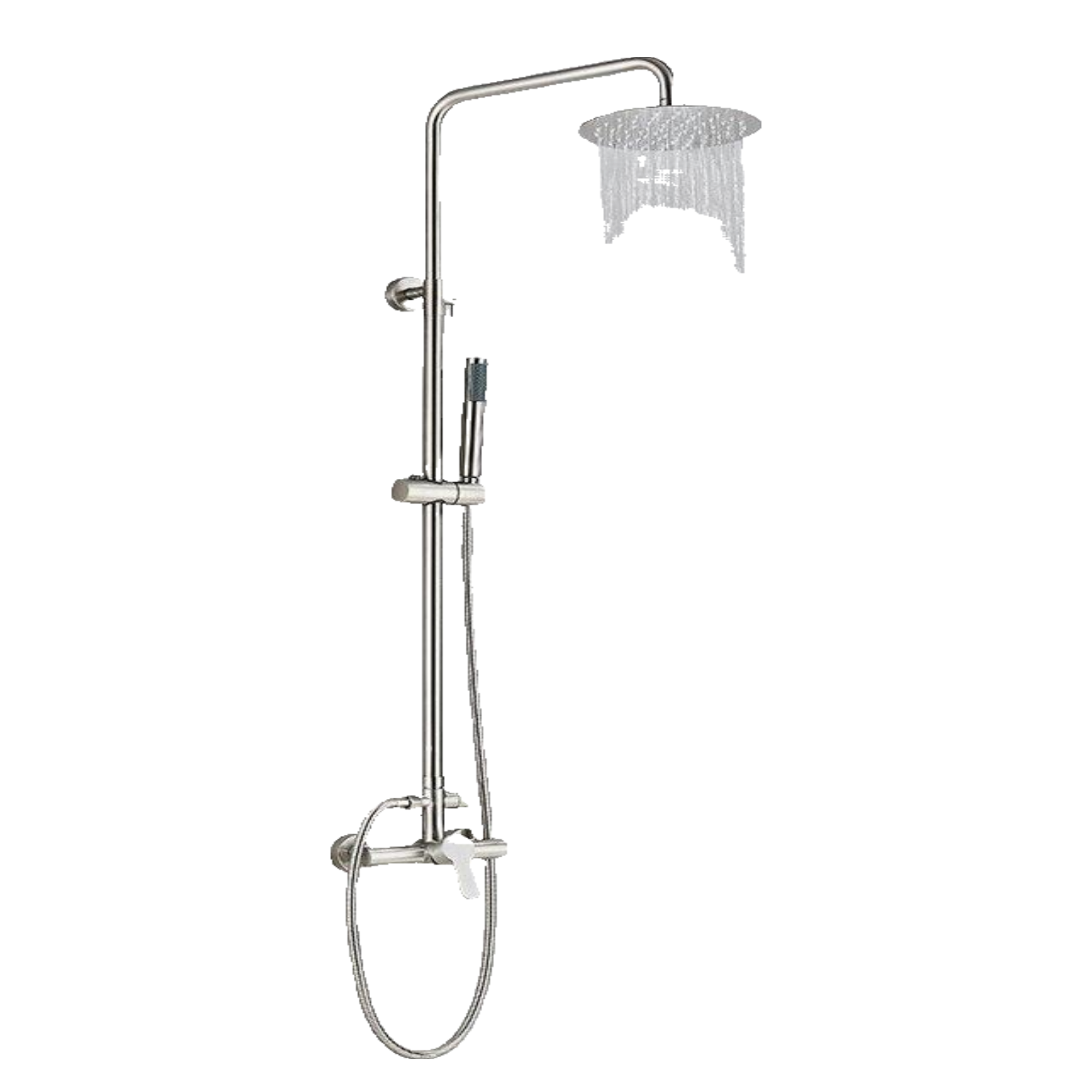 JANA | Set pioggia premium in acciaio inox spazzolato | Miscelatore doccia di design | Miscelatore doccia completo di doccetta