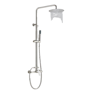 JANA | Set pioggia premium in acciaio inox spazzolato | Miscelatore doccia di design | Miscelatore doccia completo di doccetta