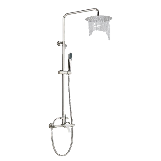 JANA | Set pioggia premium in acciaio inox spazzolato | Miscelatore doccia di design | Miscelatore doccia completo di doccetta