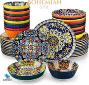 Servizio da Caffè e Dessert in Stile Bohemiano - 24 pezzi - Set Completo con Contenitore per Cereali e Pasta