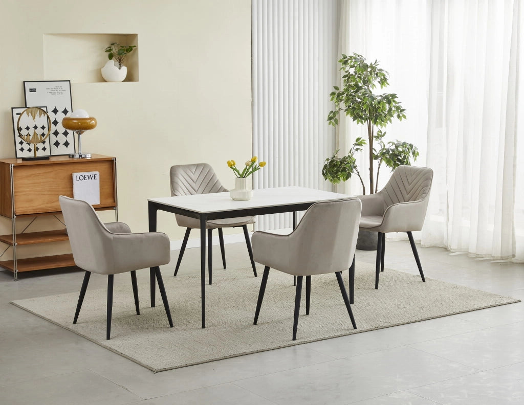 Sedia VALORA WAAV - Elegante velluto beige scuro per soggiorno, cucina, sala da pranzo