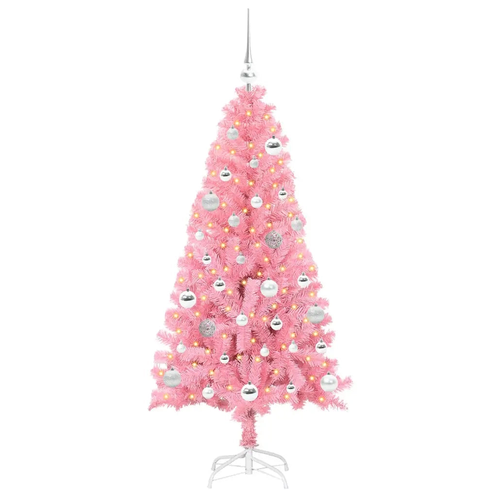 Albero di Natale con 150 LED con supporto Rosa 150 cm PVC 3396421