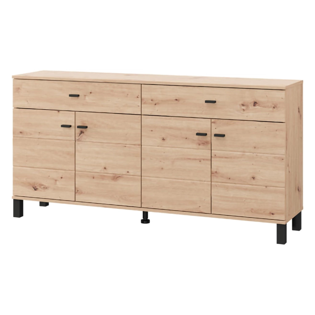 Madia Barich, Credenza 2 Cassetti, 154x35x78h cm Marrone Rovere Nodi