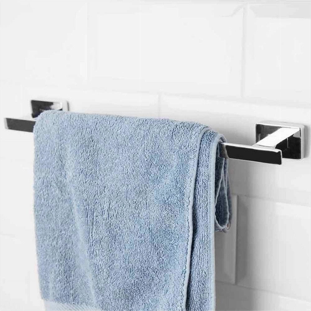 Trade Shop - Porta Asciugamano Acciaio Moderno Fissaggio Parete Arredo Bagno Cubo 60 Cm 87212 -