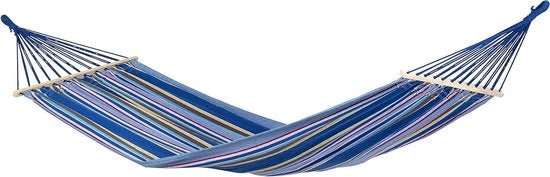 Ombrellone da spiaggia resistente alle intemperie con tessuto UV-resistente, dimensioni 200 cm x 100 cm, peso massimo 120 kg, con strisce blu.