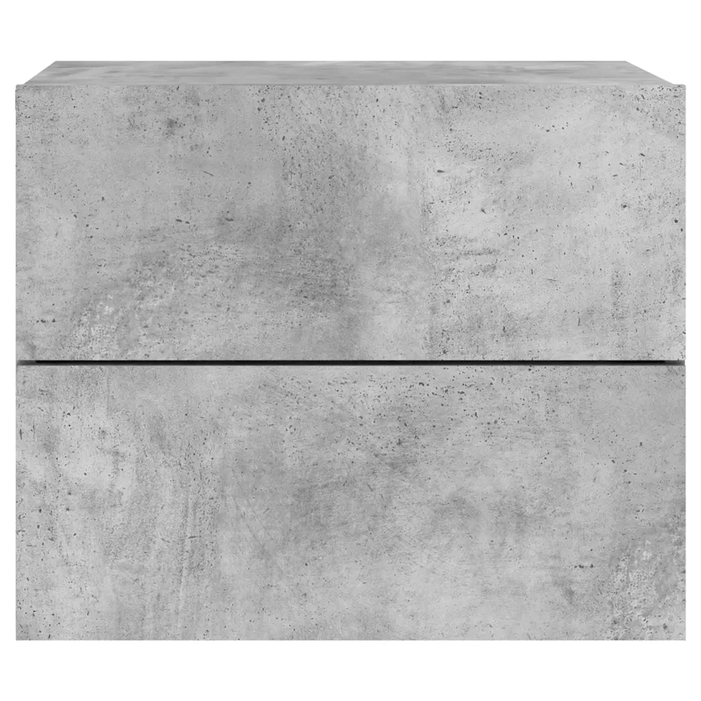 Comodino a Parete con Luci LED-Tavolino da notte sospeso Grigio Cemento 196429