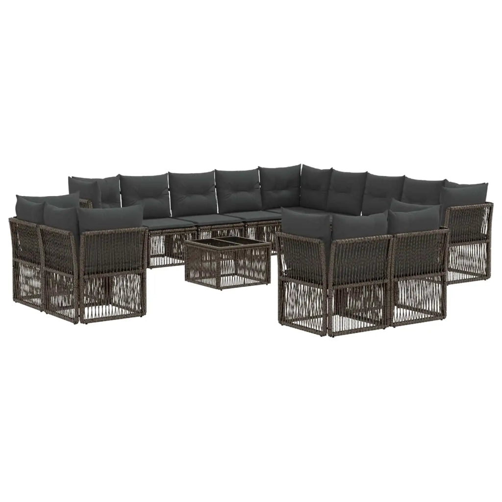 Set Divano da Giardino 14 pcs Grigio polyrattan 3434438