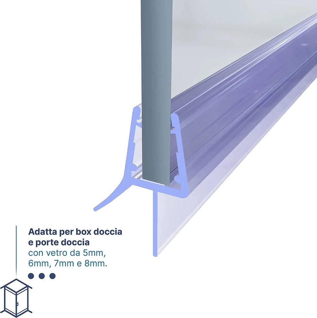Set da 2pz guarnizioni box doccia sottoporta in PVC per vetro da 6-8mm lunghezza 80cm | Sealify