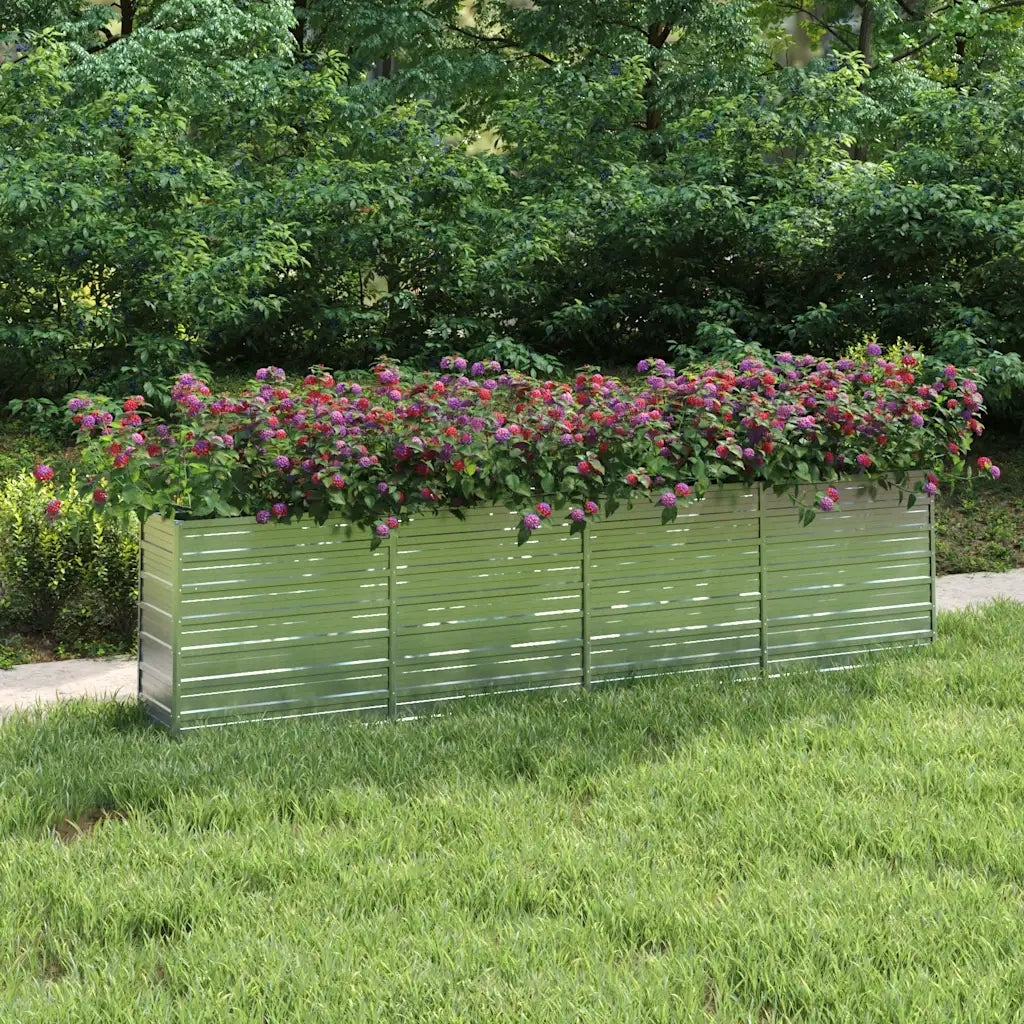 Fioriere | Cassetta per fiori | Letto Rialzato Giardino 320x40x77 cm in Acciaio Zincato Argento
