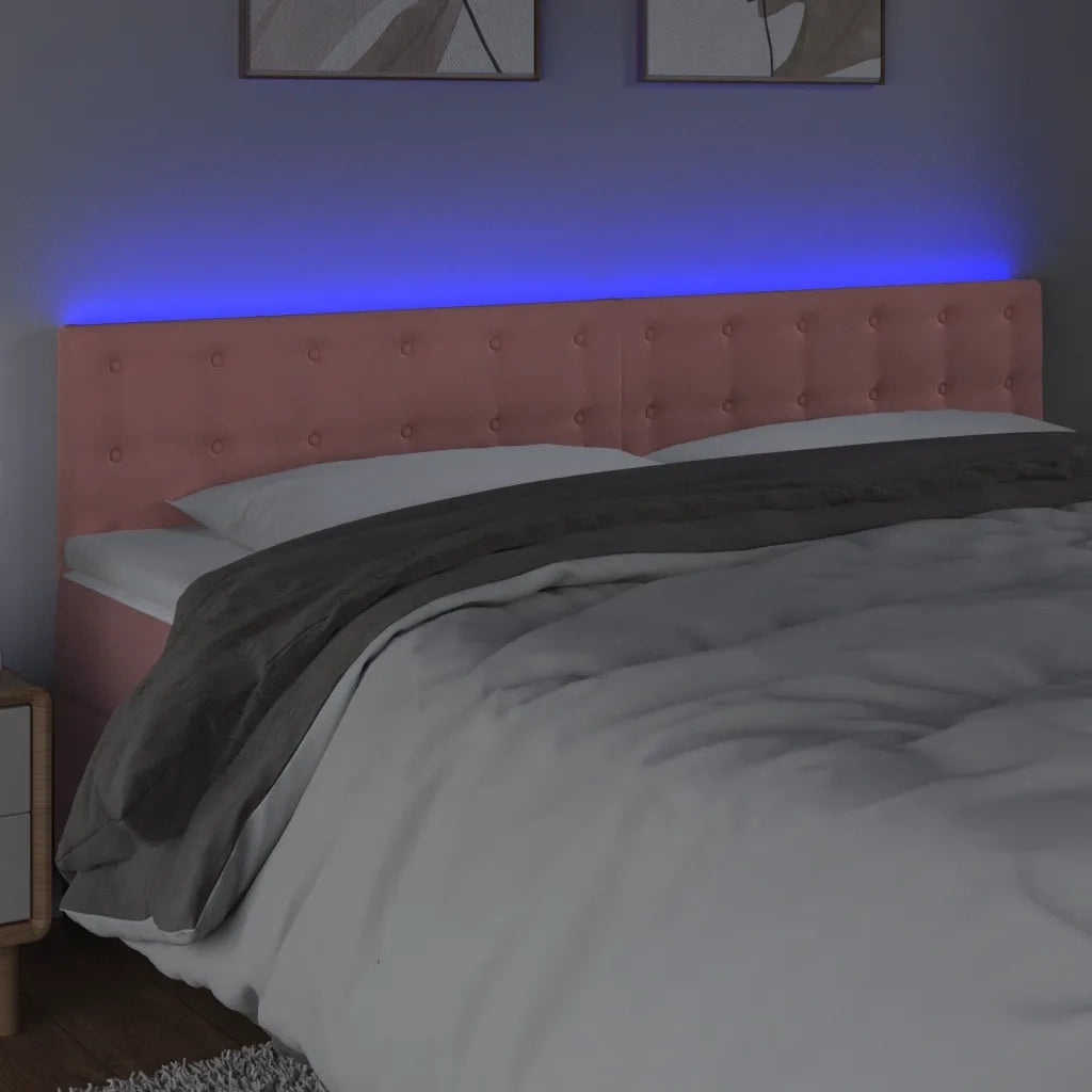 Testiera a LED Rosa 200x5x78/88 cm in Velluto 3122117