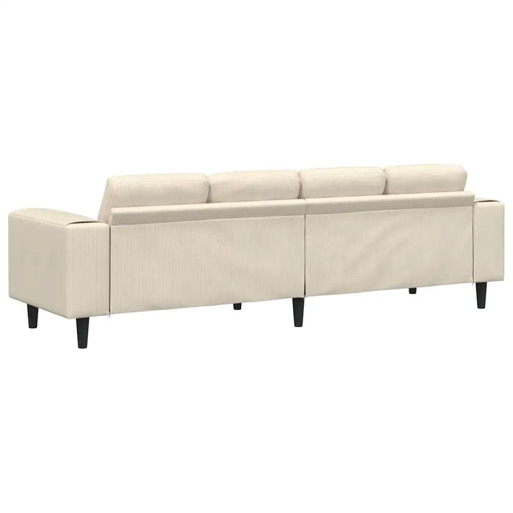 Divano con cuscino Crema 250 x 77 x 76 cm Tessuto in Cords 3335102