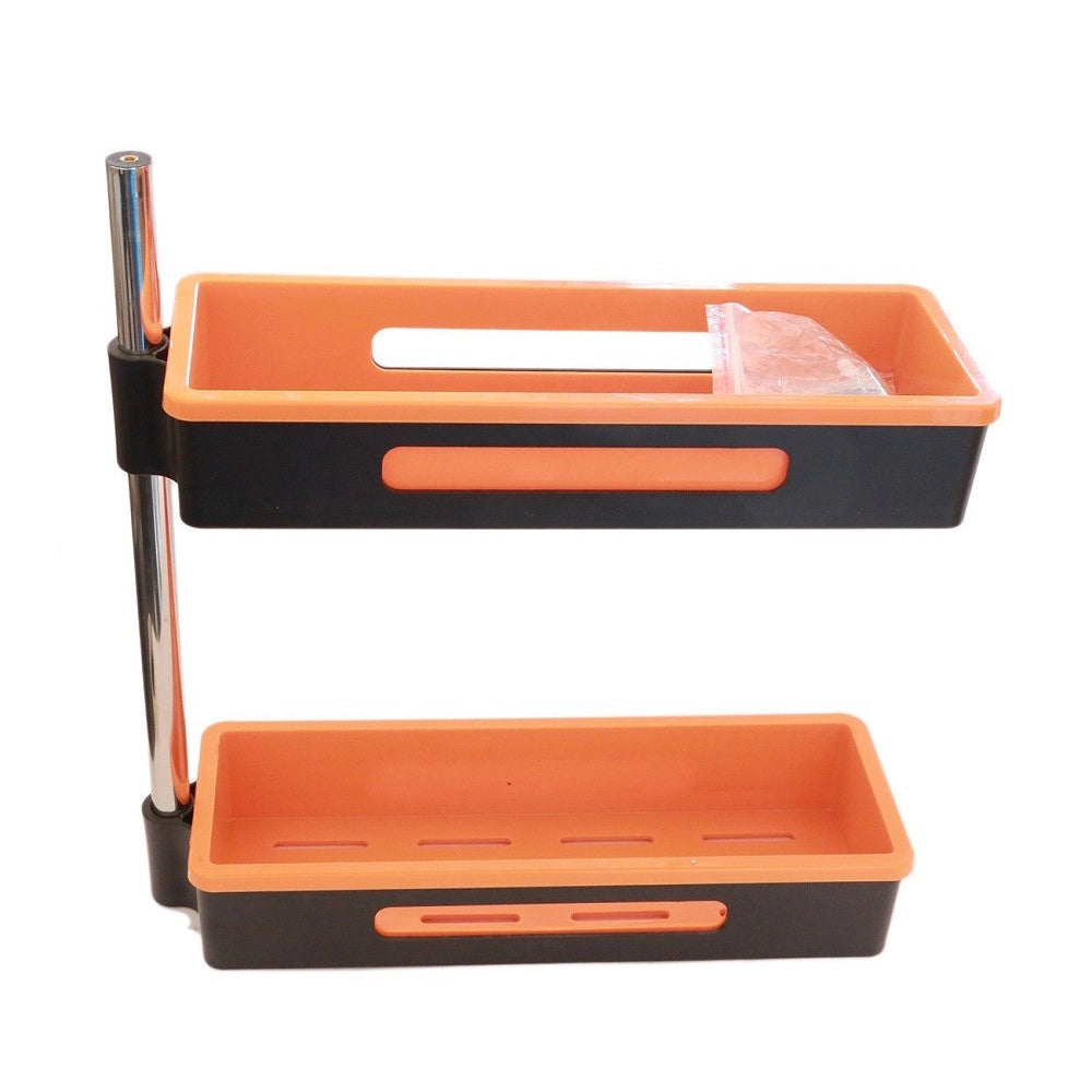 Trade Shop - Mensola Pensile Da Parete Scaffale Muro 2 Vani Rotante 180° Porta Spezie Salse -