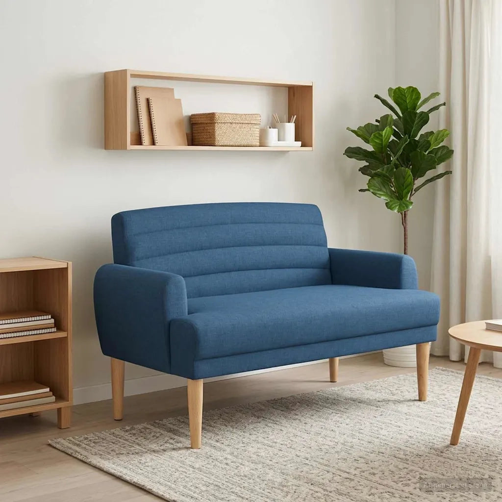 Loveseat con bottoni imbottiti Blu 116 x 67 x 80 cm Tessuto 42041783