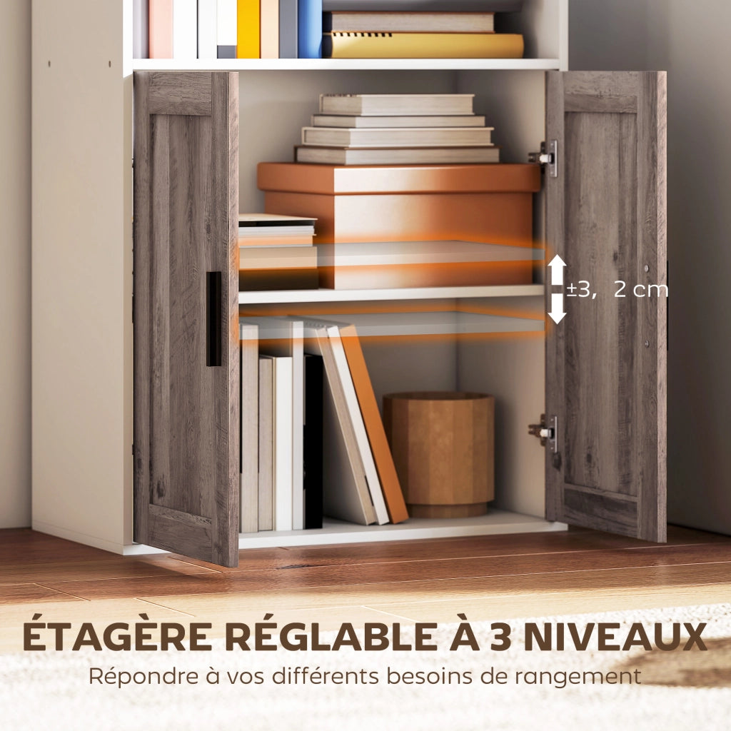 Libreria con ante e scaffali aperti ¨C Zephmum ¨C Bianco 60x30x149.5 cm