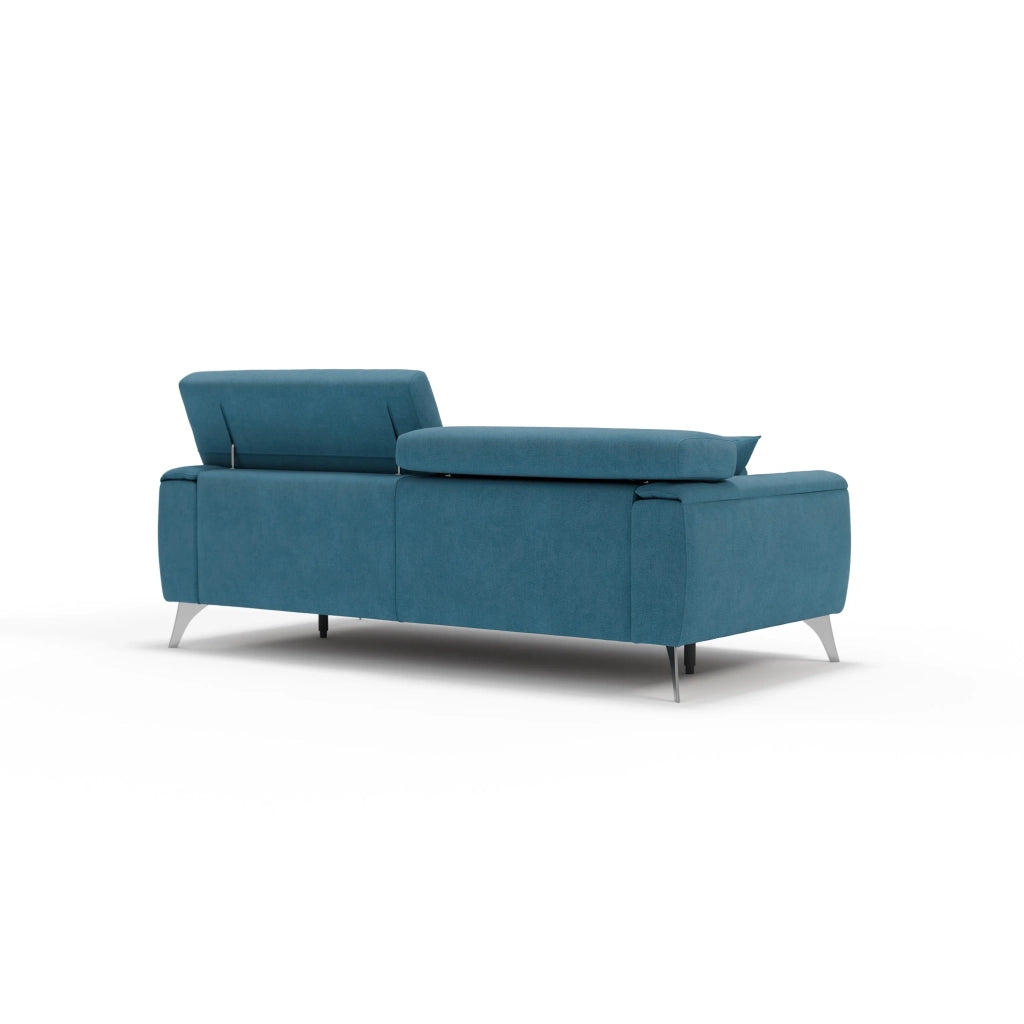 Caravaggio Divano con sedute allungabili e poggiatesta reclinabili in tessuto impermeabile T02 199 cm azzurro