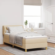 Letto Box Spring con Materasso Crema 90x200 cm Tessuto