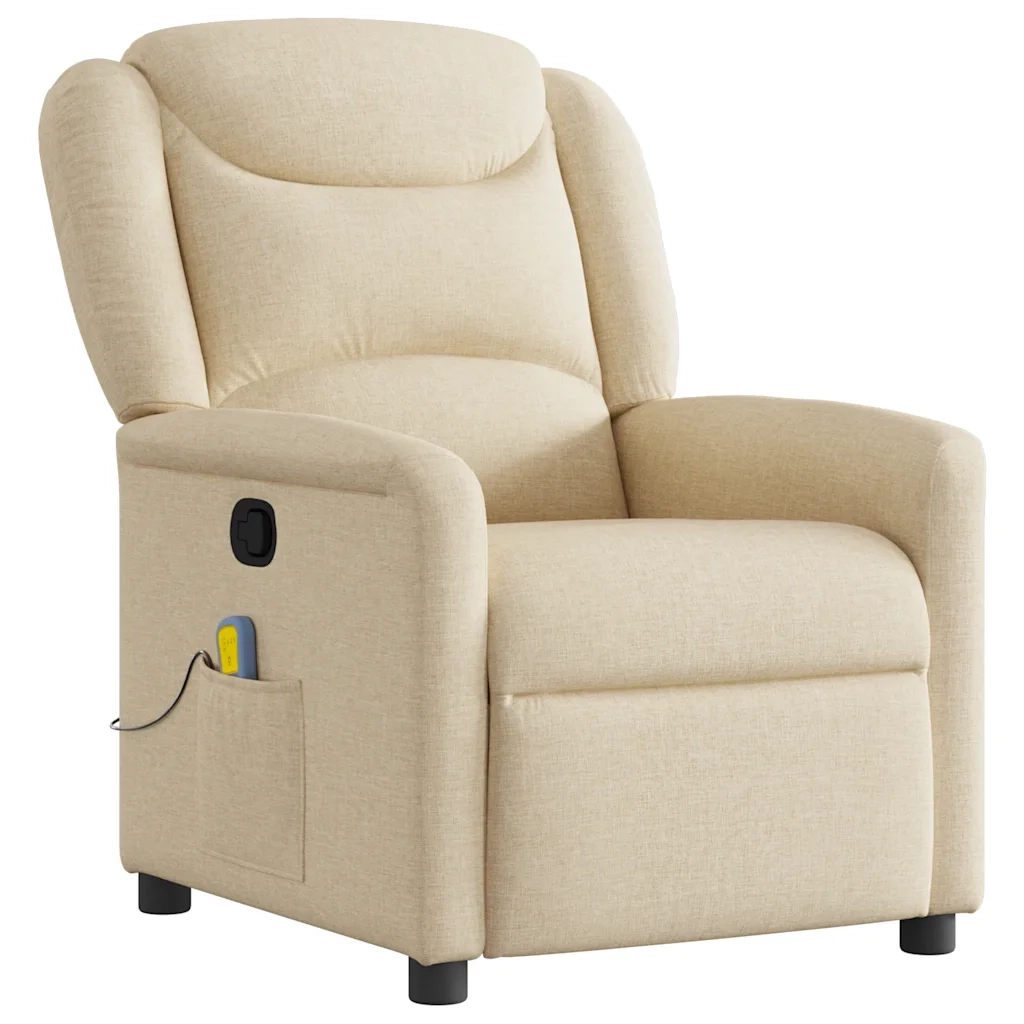 Poltrona Massaggiante Reclinabile Crema in Tessuto 4015614